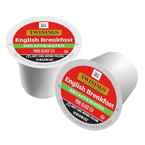 Image of Twinings Decaf English Breakfast Tea K-Cup Pods for Keurig, Naturally Decaffeinated Black Tea, Smooth, Flavourful, Robust, 24 Count (Pack of 3)