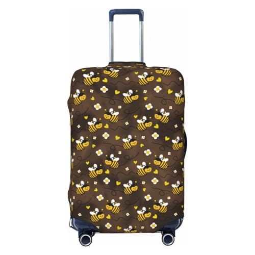 Flying Furry Honey Bees Print Luggage Cover For Suitcase,Washable Elastic Travel Suitcase Protector With Zipper Closure And Bottom Buckle – Fits 18-32