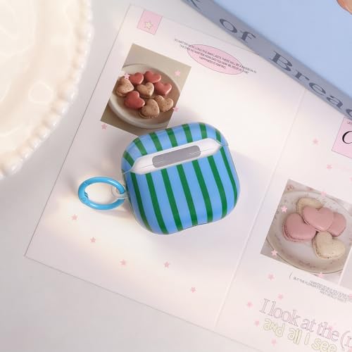 Fycyko Compatible for AirPods 2/1 Case Soft TPU with Cleaner Kit Cute Striped Aesthetic Design Shockproof Keychain Cover for Girls Woman-Green by Fycyko - Used condition - Image 5
