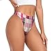 Nevjipu Seamless Thongs for Women Comfy - Fashion Pink Plaid Print Ladies No Show Underwear Bikini Panties Briefs