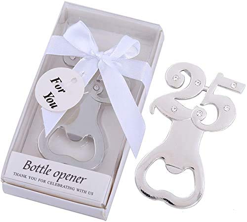 DISOK - Abrebotellas 25 Aniversario en Caja de Regalo. Originales Detalles para Bodas de Plata. Bodas 25 Aniversario Detalles. (20)