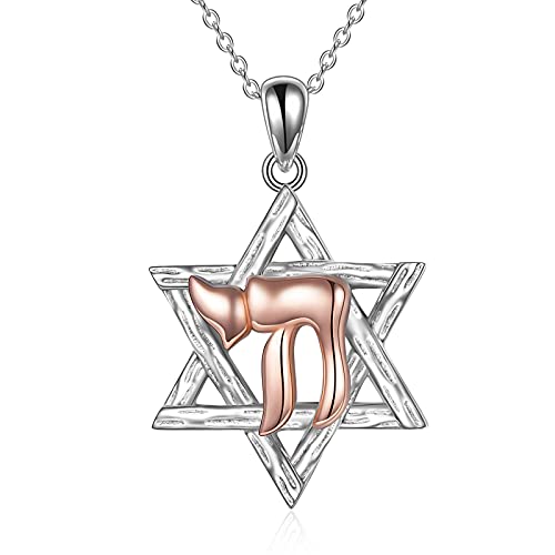 YFN Star of David Necklace Sterling Silver Jewish Christian Jewelry Gifts with 18