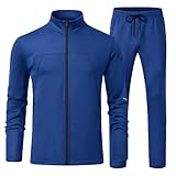 YSENTO Men's Tracksuits Outfits 2 Pieces Jogger Sets Jogging Track Sweat Suits Workout Warm Up Sweatsuit Royal Blue 3XL