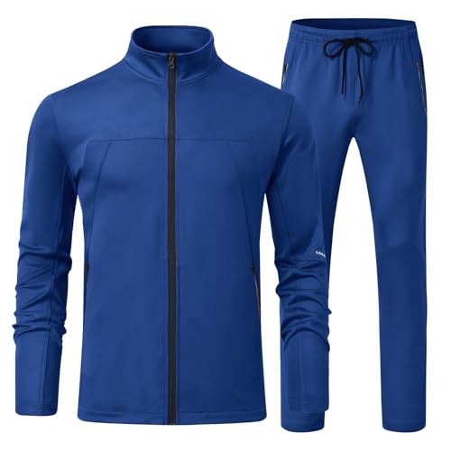 YSENTO Men's Tracksuits Outfits 2 Pieces Jogger Sets Jogging Track Sweat Suits Workout Warm Up Sweatsuit Royal Blue S