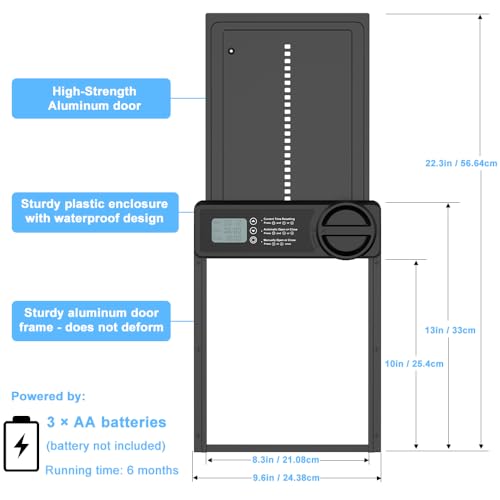 Porta automática para galinheiro, porta automática para galinheiro de alumínio alimentada por bateri