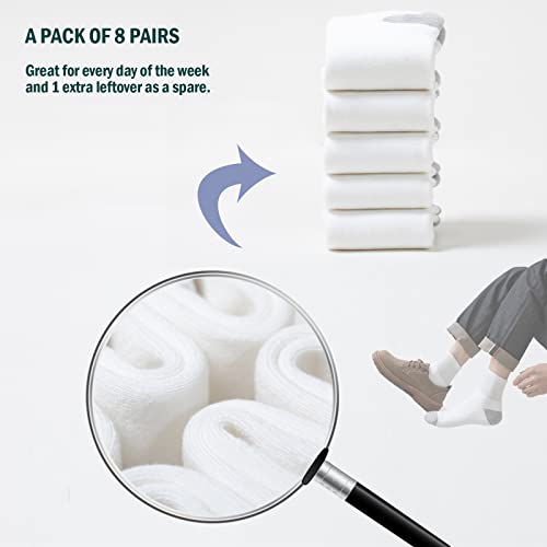 8-Pairs Men's Ankle Cotton Socks with Cushion, Athletic Running Socks Size 7-9/9-12/12-153