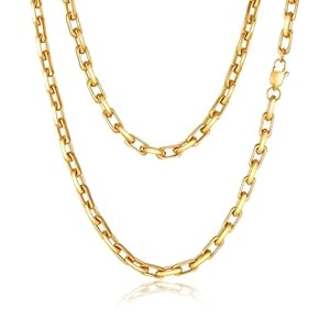VNOX Paperclip Necklace for Men Women, 4.5/6.5/7mm Solid Diamond-Cut Chunky Stainless Steel Anchor Link Chain Mens Necklaces Jewelry Gifts, 18/20/22/24 Inchs