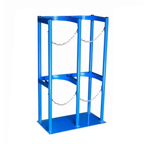 Estante Fijo para bombonas de Gas de 80 a 100 cm de Alto, con Cadena Protectora y Tornillos de fijación, Organizador para Almacenamiento y Transporte (Doble bombona de 27 cm)