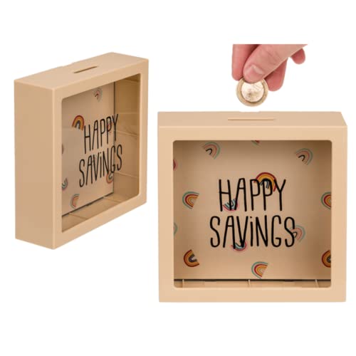 Tirelire brute en plastique Tirelire en forme d'arc-en-ciel Happy Savings - Joyeuses économies (15 x 15 cm) Cover