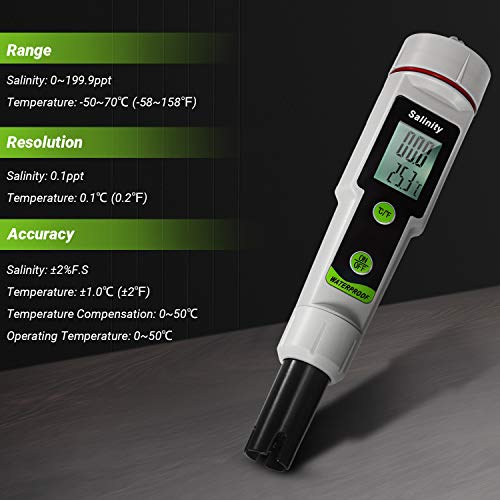Salinomètre stylo de test de salinité et température salinographe 199.9ppt - 8