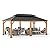 SUNJOY 12 x 20 ft. Wood Gazebo Outdoor Standard Steel Hardtop Gazebo Cedar Framed Wooden Gazebo with 2-Tier Metal Roof, Suitable for Patios, Lawn and Backyard, Dark Brown Roof + Natural Wood Frame