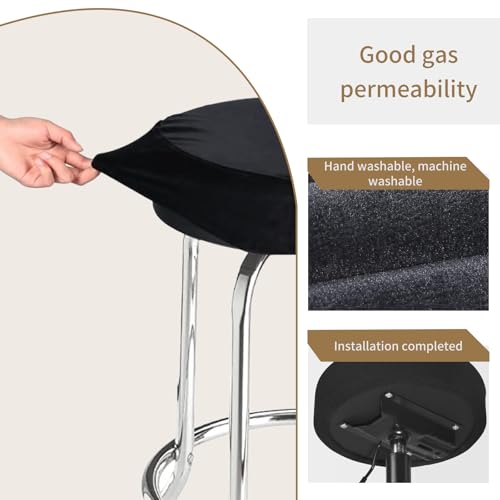 Miniatura 3 de Yaliya 4 Piezas Funda Taburete Redondo, Redondo Cubierta De Taburete, Redonda Funda Lavable Para Taburete, Fácil Cuidado Suave Y Duradero Para Taburetes Y Sillas De Bar 28-38cm Negro