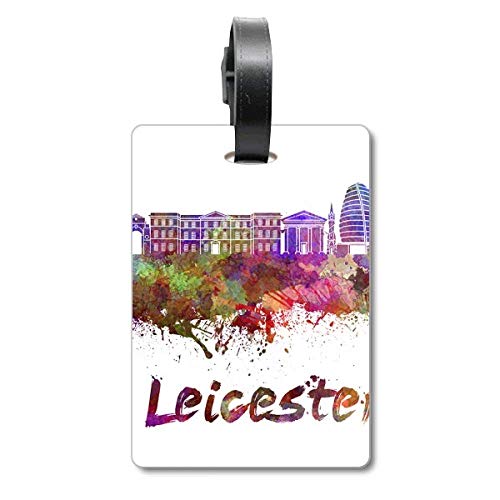 Étiquette valise Leicester motif aquarelle Grande-Bretagne voyage