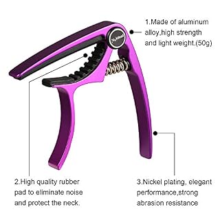 Capo de guitare pince de clé de en aluminium violet de Meeland pour guitare acoustique électrique ukulélé avec médiators… - Les Beatles, Paul McCartney, John Lennon, RIngo Starr, George Harrison Capo de guitare pince de clé de en aluminium violet de Meeland pour guitare acoustique électrique ukulélé avec médiators… – Image 3