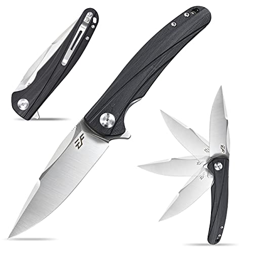 Eafengrow Ef957 Folding Knife D2 Steel Blade G10 Handle With Pocket Clip Reliable Locking Mechanism Edc Flipper Knife For Camping Hiking(Black) #TOP7