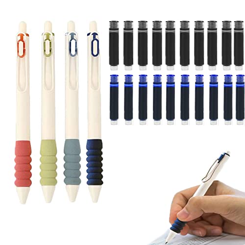 4Stück Einziehbarer Füllfederhalter, Einziehbarer Füllfederhalter, Cloud Grip Brush Title Pen Super weicher Stift,Schreibstift ohne Tinte, Füllfederhalter, nachfüllbar,0.5mm extra feine Spitze (B)…