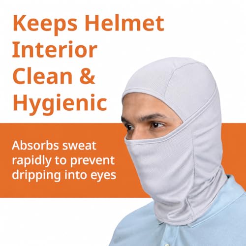 Image of FOVERA Full Face Helmet Mask for Bikers - UV Protection Balaclava for Men & Women - Breathable Head Cover for Sun, Dust & Pollution - Under Helmet Liner for Riding (Mix)