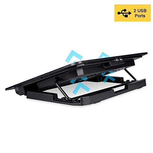 Image of Lapcare Ergonomic Laptop Cooler Cooling Pad and Stand High Power Double Colling Fan, 2 Port USB with Blue LED (Black)