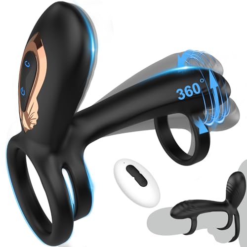 Vibrating Cock Ring with 360° Twisting G-Spot Stimulator – Penis Ring Couple Sex Toys with 10 Modes, Adult Toy for Clitoral & Testicle Stimulation, Penis Sleeve Extender Couples Vibrator for Men Women