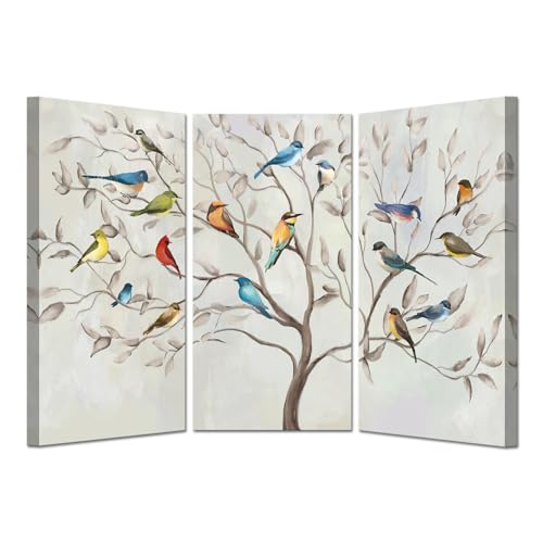 KREATIVE ARTS Large 3 Panel Canvas Prints Wall Art Birds