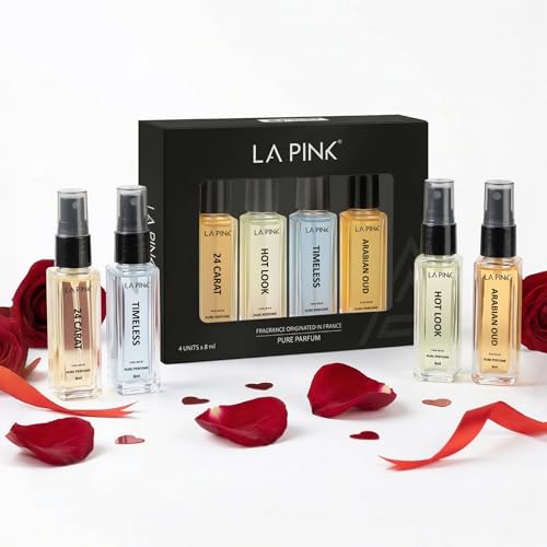 Image of LA PINK Luxury Perfume Valentine Gift Set for Man | 4 Long Lasting Scents, Premium Fragrance Set for Valentine, Birthday, and Anniversary | Ideal Gift for Him | Set of 4 (8ml Each)