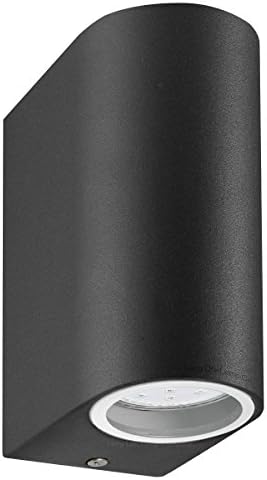 Long Life Lamp Company Blue LED Outdoor Up Down Wall Light IP44 ZLC024 in Black Finish