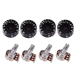 4pcs 25K POTS Potentiomètre de Commutateur de Tonalité de Volume de Guitare et Boutons de Commande, Noir - Les Beatles, Paul McCartney, John Lennon, RIngo Starr, George Harrison
