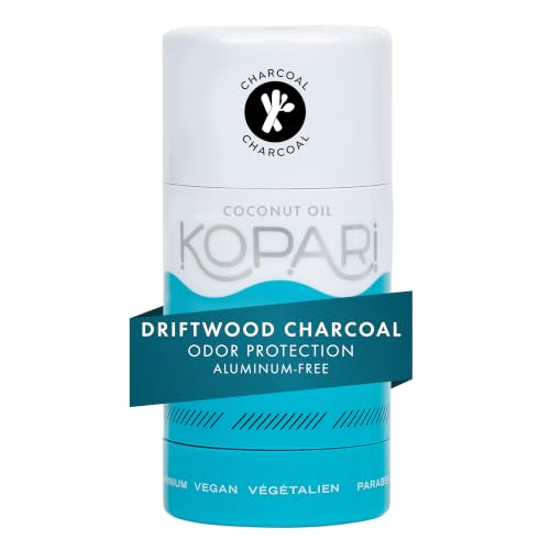 Kopari Aluminum Free Coconut Deodorant, Plant-Based Formula, No Aluminum, Parabens or Baking Soda, Everyday Odor Protection, Driftwood Charcoal, 1 Pack