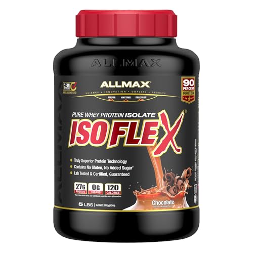 ALLMAX Nutritrion - ISOFLEX Whey Protein Powder, Whey Protein Isolate, 27g Protein, 5 Pound, Chocolate