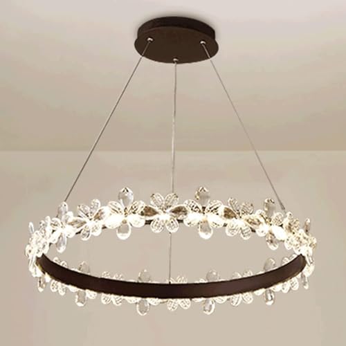 Lustre à anneau de luxe LED Tri-Ton plafonnier cristal contemporain