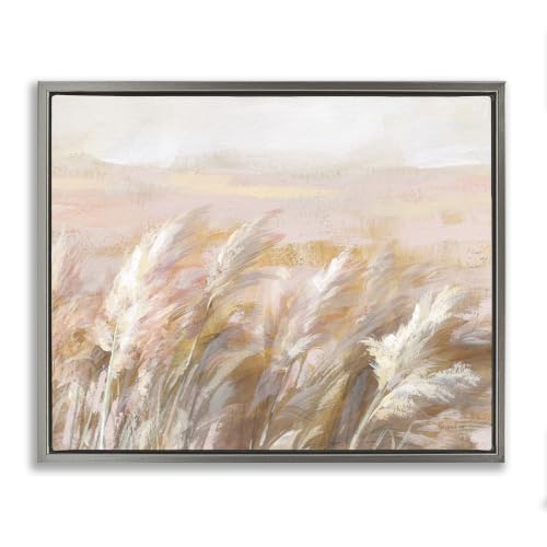 'Beige Breezy Prairie Grasses'| Floating Frame Canvas Art
