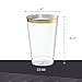 PLASTICPRO Disposable 12 oz Crystal Clear Plastic Tumblers With Gold Rim for Party's & Weddings pack of 50