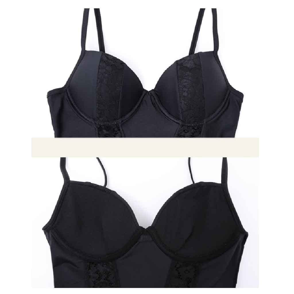 Maillot de Bain Une pièce Femme Maillot de Bain Femme ruché Push up Maillot de Bain Une pièce Sexy Maillot de Bain Confortable Vacances avec Bretelles réglables (Noir) Machine Wash