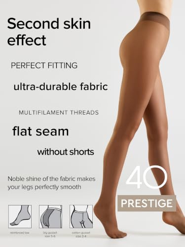 Image of Conte Women's Classic Silky Semi Opaque Pantyhose Tights Prestige 40 Den