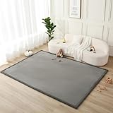 Picture of Premium Baby Playmat for Floor 80" x 110" Dark Gray – Cloudsoft Coral Velvet Memory Foam Rug for Crawling – Non-Slip, Water-Resistant, Non-Toxic, Easy-Care Muscle Mat – Thick Play Mat for Baby