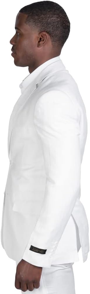 Slim Fit 2 Button Linen Blazer Jacket Notch Lapel 3024