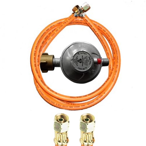 TGO Gasgeräte GmbH 50mbar Fahrzeug-Druckregler + Gasschlauch Winterfest 2 X 1/4' Links Überwurfsmutter (50mbar + 40 cm Gasschlauch)