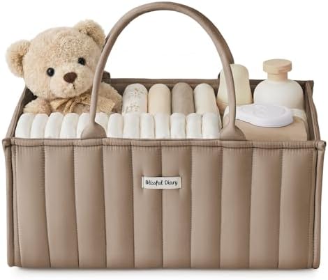Blissful Diary Baby Diaper Caddy Organizer, Stylish Storage Baske...