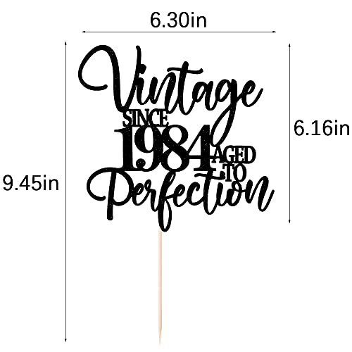 Kaoenla Vintage Since 1984 Aged To Perfection Cake Topper -Black Glitter Cake Topper-Celebrating 38Th Birthday/38Th Anniversary Party Decoration (38Th) #TOP3