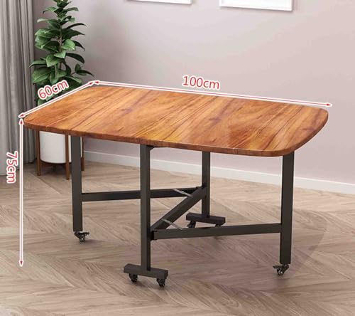 Table de salle à manger pliable 3 formes multifonction avec 6 roulettes