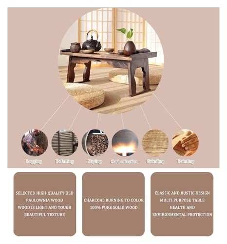 Table basse gain de place pliable en bois rétro pour petit salon - 8