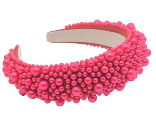 scicent Headband Red Pearl Head Bands for Women Bridal Hair Band Wedding Party Hair Hoop Wide Coronation Hair Accessories 16803 - Image 2
