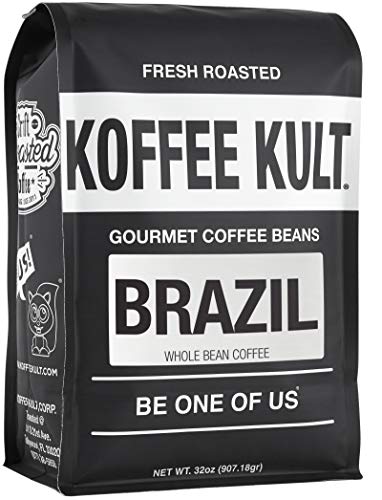 Koffee Kult Brazil Coffee Beans Medium Roast - 100% Single Origin Brazilian Coffee - Fresh Artisan Roasted (Whole Bean