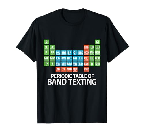 Marching Band Periodic Table of Band Texting Elements Funny T-Shirt Small