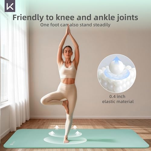 KEEP Extra Thick NBR Yoga Mat for Women & Men, 10mm Thick, 72”x32” Large Exercise Mat with Non-Slip Workout Mat for Yoga, Pilates, Stretching, Meditation – Wide & Cushioned Fitness Mat, Green by KEEP - Used condition - Image 5