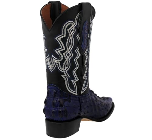 Texas Legacy Mens Blue Western Wear Cowboy Boots Crocodile & Ostrich Print J Toe3