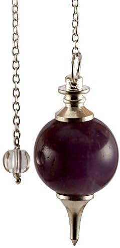 Aatm Natural Healing Amethyst Gemstone Round Pointed Reiki Chakra Ball Pendulum for Spirituality & Peace (Set of 3)
