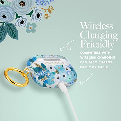 Rifle Paper Co. Airpods Pro Case Cover With Keychain [Wireless Charging Compatible] [Visible Led] Cute Case For Apple Airpods Pro With Floral Design, Anti Scratch, Slim, Shockproof - Garden Party Blue #TOP2