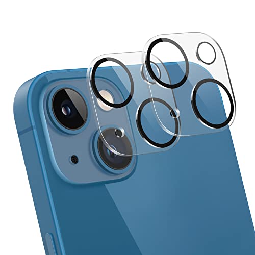 [Lot de 2] Protection d'objectif d'appareil photo pour iPhone 13/13 Mini - Protection d'écran en verre trempé, compatible avec les coques, sans bulles, HD transparent, anti-rayures Cover