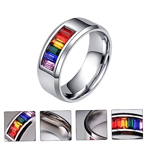 Bague arc-en-ciel émail et diamants colorés au design moderne - 2